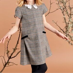 Tartine Et Chocolat Checked Wool-Blend Plaid Dress, Size 10A